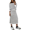 ANRABESS Women 2 Piece Striped Sweater Skirt Set(Black White)