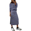 ANRABESS Women 2 Piece Striped Sweater Skirt Set(Blue White)