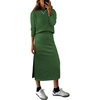 ANRABESS Women 2 Piece Striped Sweater Skirt Set(Green)