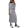 ANRABESS Women 2 Piece Striped Sweater Skirt Set(Grey White)