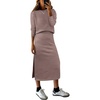 ANRABESS Women 2 Piece Striped Sweater Skirt Set(Nutmeg)