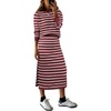ANRABESS Women 2 Piece Striped Sweater Skirt Set(Red White)