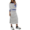 ANRABESS Women 2 Piece Striped Sweater Skirt Set(White Black Blue)