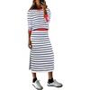 ANRABESS Women 2 Piece Striped Sweater Skirt Set(White Blue Red)