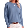 ANRABESS Women Fall Oversized Long Batwing Sleeve Ribbed Sweaters(Smoky Blue)
