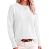 ANRABESS Women Fall Oversized Long Batwing Sleeve Ribbed Sweaters(White)