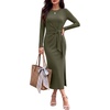 ANRABESS Women’s Fall Long Sleeve Casual Maxi Dress(Army Green)