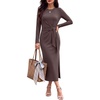 ANRABESS Women’s Fall Long Sleeve Casual Maxi Dress(Coffee)