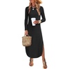 ANRABESS Womens Long Sleeve Maxi Fall Knit Sweater Dress(Black)