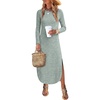 ANRABESS Womens Long Sleeve Maxi Fall Knit Sweater Dress(Light Green)