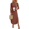 ANRABESS Womens Long Sleeve Maxi Fall Knit Sweater Dress(Rust Orange)