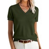 ANRABESS Womens Short Sleeve Sweater Top Wool Blend Business Casual Outfits(Army Green)
