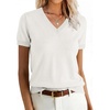 ANRABESS Womens Short Sleeve Sweater Top Wool Blend Business Casual Outfits(Beige White)