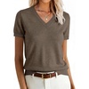 ANRABESS Womens Short Sleeve Sweater Top Wool Blend Business Casual Outfits(Brown)