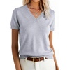 ANRABESS Womens Short Sleeve Sweater Top Wool Blend Business Casual Outfits(Gray)