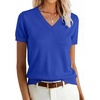 ANRABESS Womens Short Sleeve Sweater Top Wool Blend Business Casual Outfits(Royal Blue)