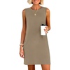 ANRABESS Womens Wrinkle Free Summer Casual Sleeveless Mini Dresses(Light Brown)