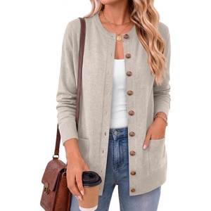 ANRABESS Cardigan Sweater for Women Button Up 2026 Fall Outfits(Almond)