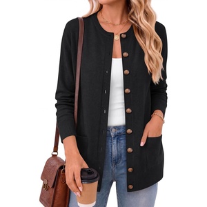 ANRABESS Cardigan Sweater for Women Button Up 2026 Fall Outfits(Black)