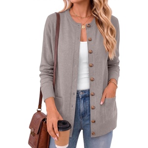 ANRABESS Cardigan Sweater for Women Button Up 2026 Fall Outfits(Bright Camel)