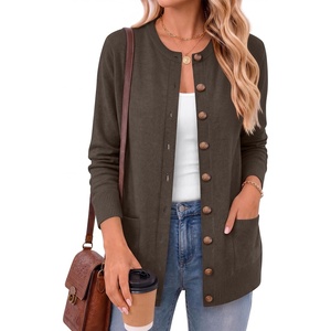 ANRABESS Cardigan Sweater for Women Button Up 2026 Fall Outfits(Brown)