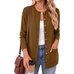 ANRABESS Cardigan Sweater for Women Button Up 2026 Fall Outfits(Caramel)