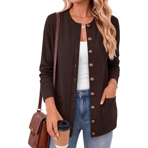 ANRABESS Cardigan Sweater for Women Button Up 2026 Fall Outfits(Coffee)