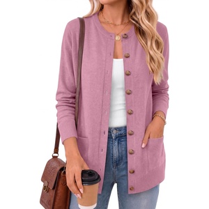 ANRABESS Cardigan Sweater for Women Button Up 2026 Fall Outfits(Coral Pink)