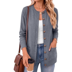 ANRABESS Cardigan Sweater for Women Button Up 2026 Fall Outfits(Dark Grey)