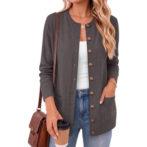 ANRABESS Cardigan Sweater for Women Button Up 2026 Fall Outfits(Deep Taupe)