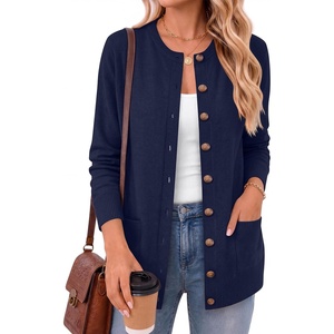 ANRABESS Cardigan Sweater for Women Button Up 2026 Fall Outfits(Navy Blue)