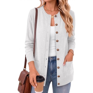 ANRABESS Cardigan Sweater for Women Button Up 2026 Fall Outfits(White)