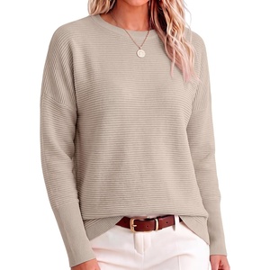 ANRABESS Women Fall Oversized Long Batwing Sleeve Ribbed Sweaters(Almond)