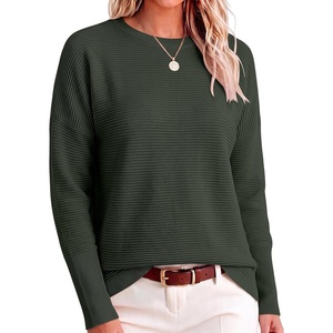 ANRABESS Women Fall Oversized Long Batwing Sleeve Ribbed Sweaters(Army Green)