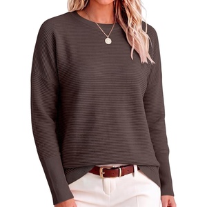 ANRABESS Women Fall Oversized Long Batwing Sleeve Ribbed Sweaters(Coffee)