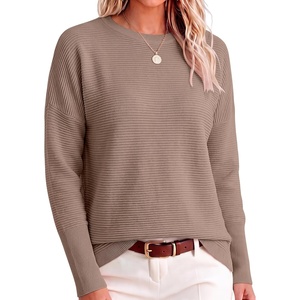 ANRABESS Women Fall Oversized Long Batwing Sleeve Ribbed Sweaters(Khaki)
