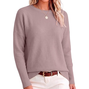 ANRABESS Women Fall Oversized Long Batwing Sleeve Ribbed Sweaters(Pink)