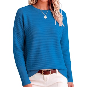 ANRABESS Women Fall Oversized Long Batwing Sleeve Ribbed Sweaters(Royal Blue)