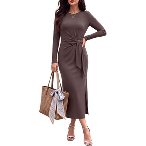 ANRABESS Women’s Fall Long Sleeve Casual Maxi Dress(Coffee)