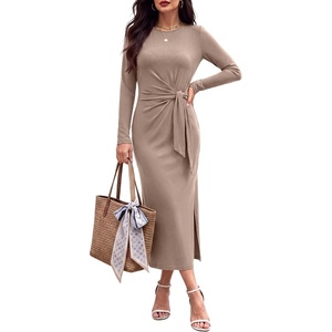 ANRABESS Women’s Fall Long Sleeve Casual Maxi Dress(Khaki)