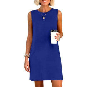 ANRABESS Womens Wrinkle Free Summer Casual Sleeveless Mini Dresses(Royal Blue)